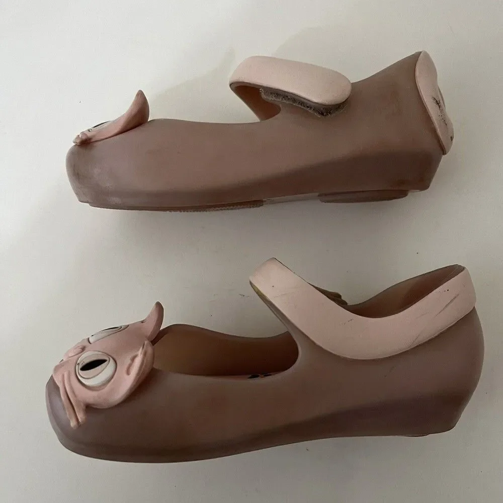 Mini Melissa Ultragirl II Pink Cat Mary Jane Flats Shoes Toddler Girls Size 8